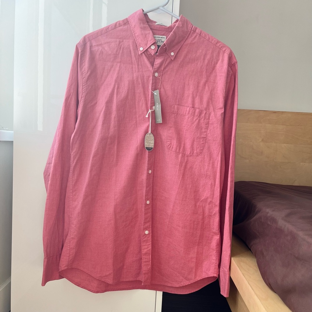 J Crew Men’s Pink Cotton Dress Shirt - Medium